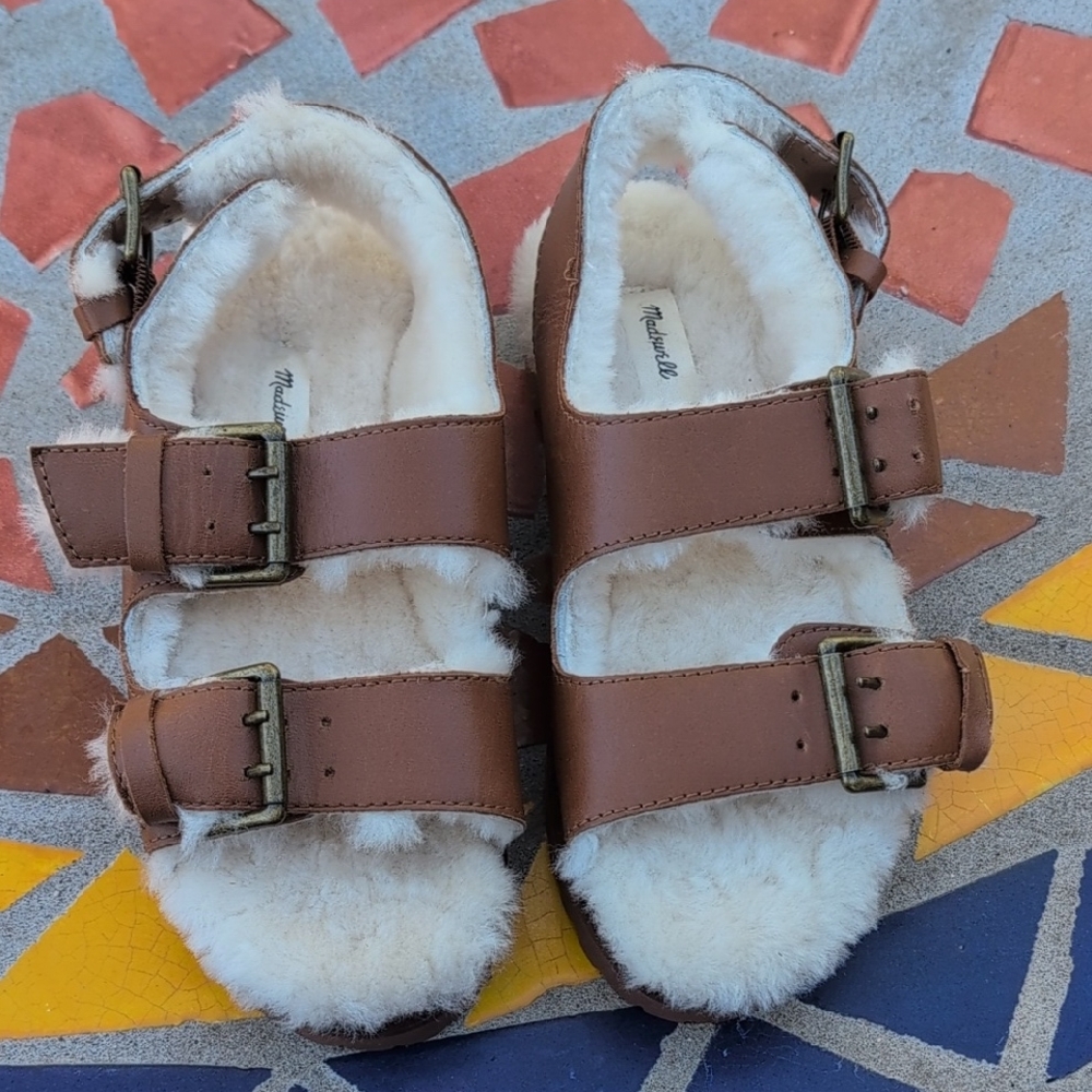Madewell Brown Fuzzy Sandals